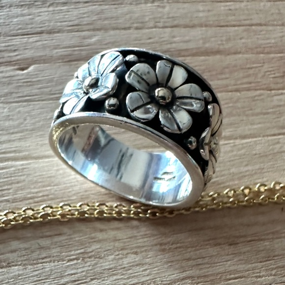 VTG 14k Sterling Silver Flower Ring